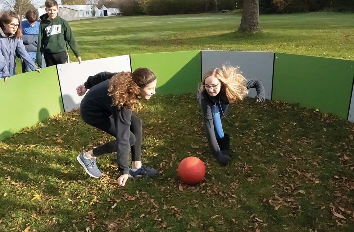 Children playing Gaga Ball